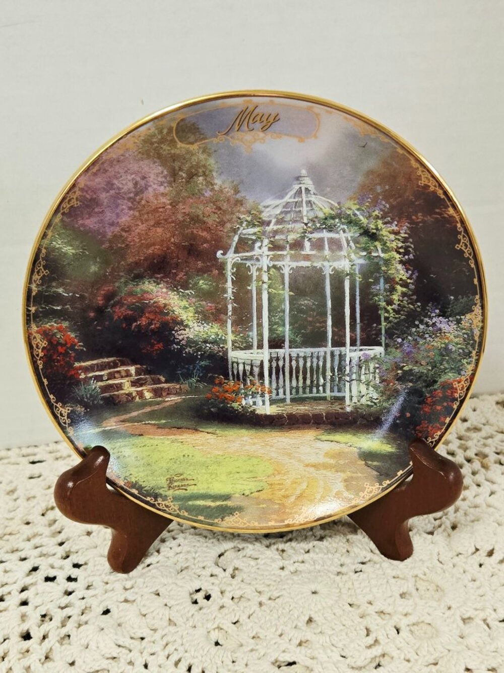 BRADFORD EXCHANGE THOMAS KINKADE SIMPLER TIMES "MAY" PLATE 5 3/4" 1998 COA
